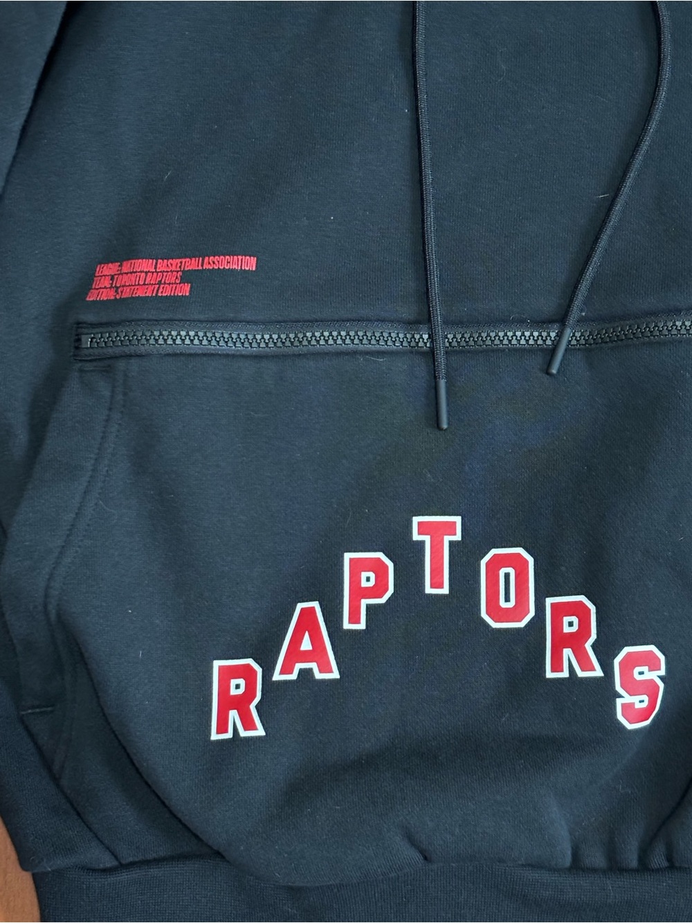 Jordan Black Men's Crewneck Hoodie with Red Raptors Lettering - Picture 3 of 4